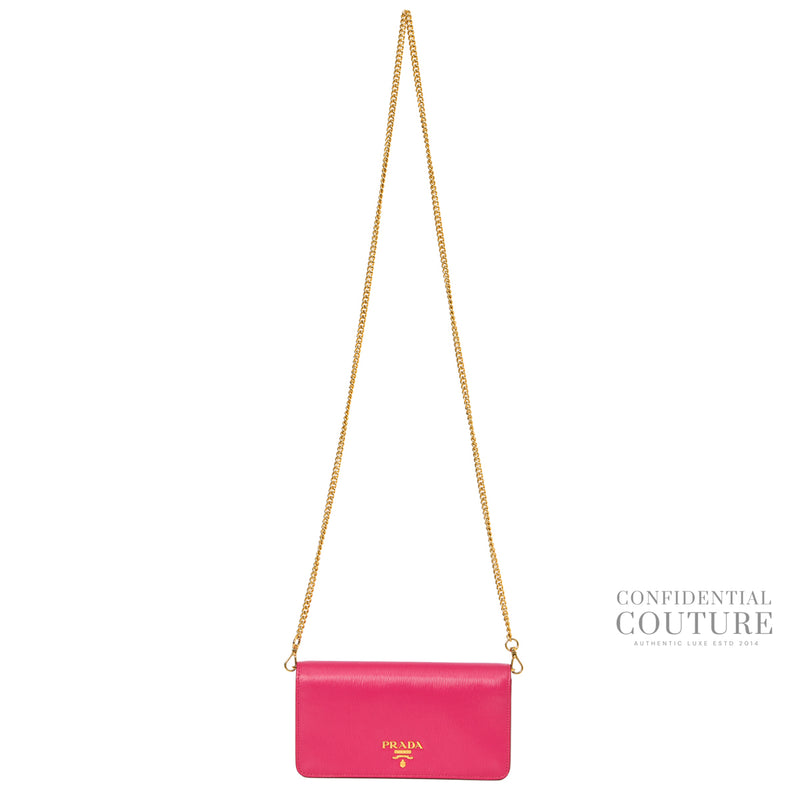 Fuchsia Leather Mini Bandoliera Wallet on Chain