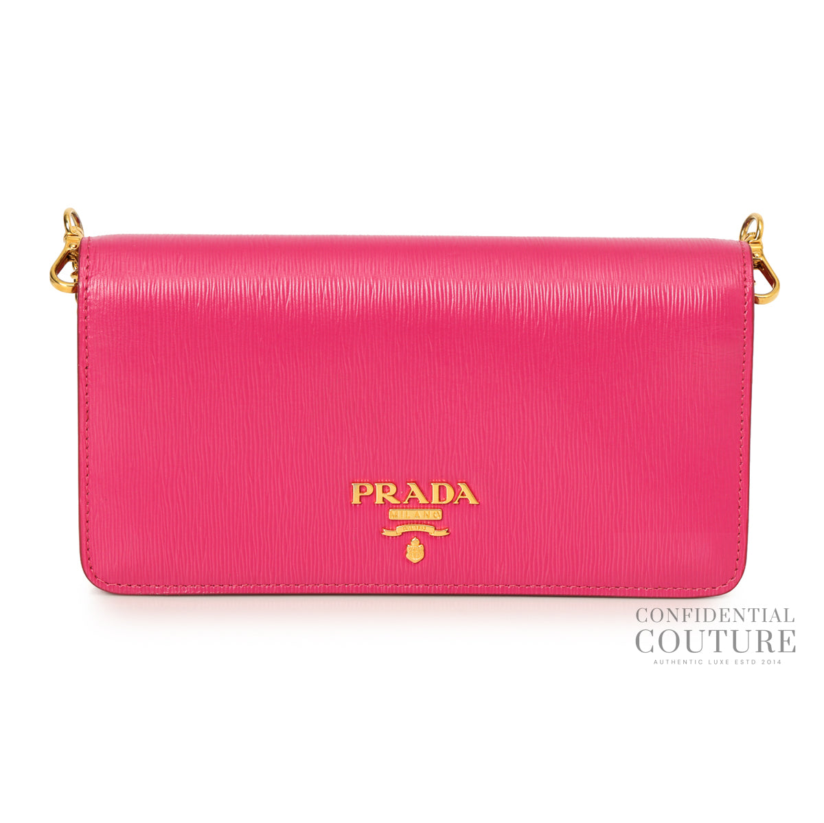 Fuchsia Leather Mini Bandoliera Wallet on Chain