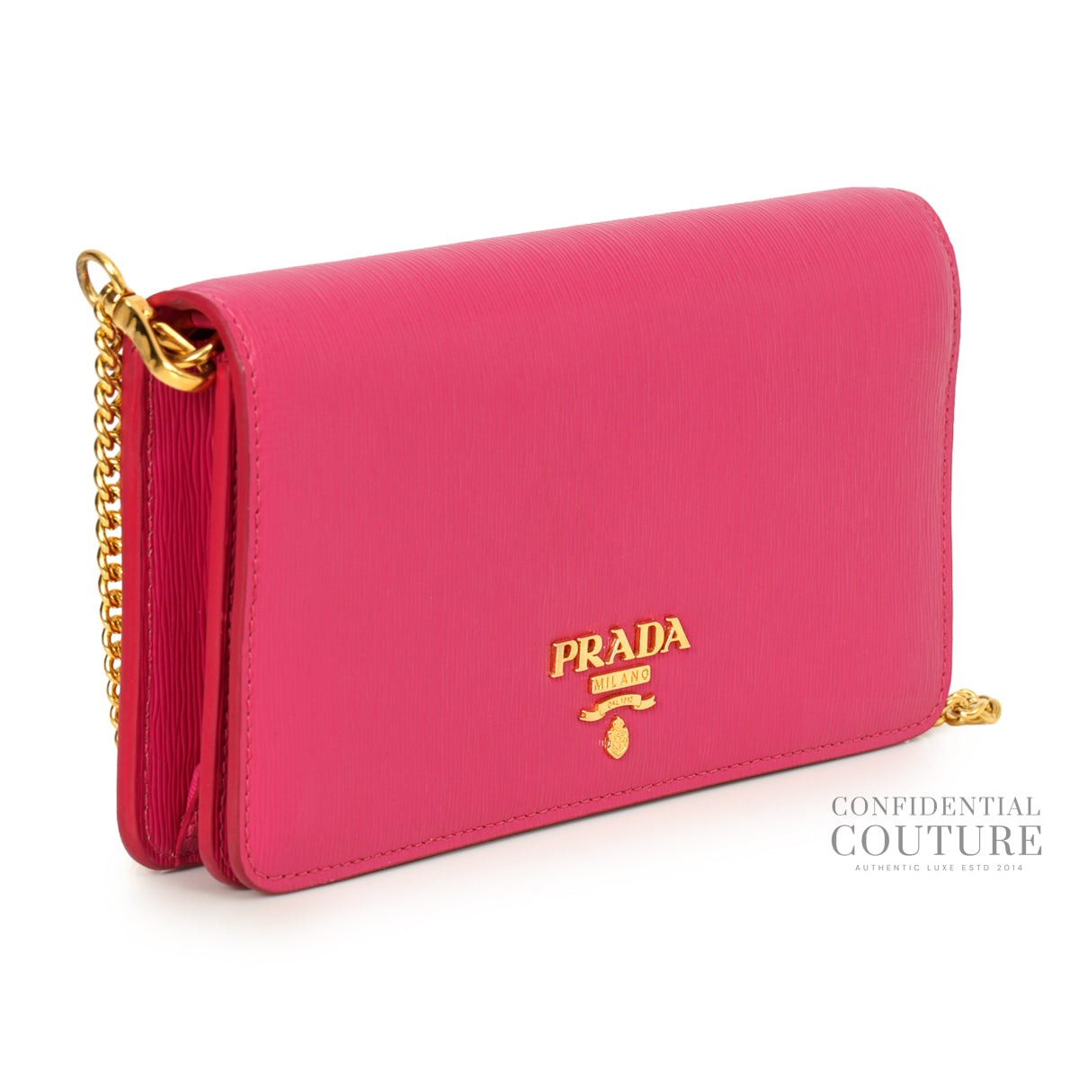 Fuchsia Leather Mini Bandoliera Wallet on Chain
