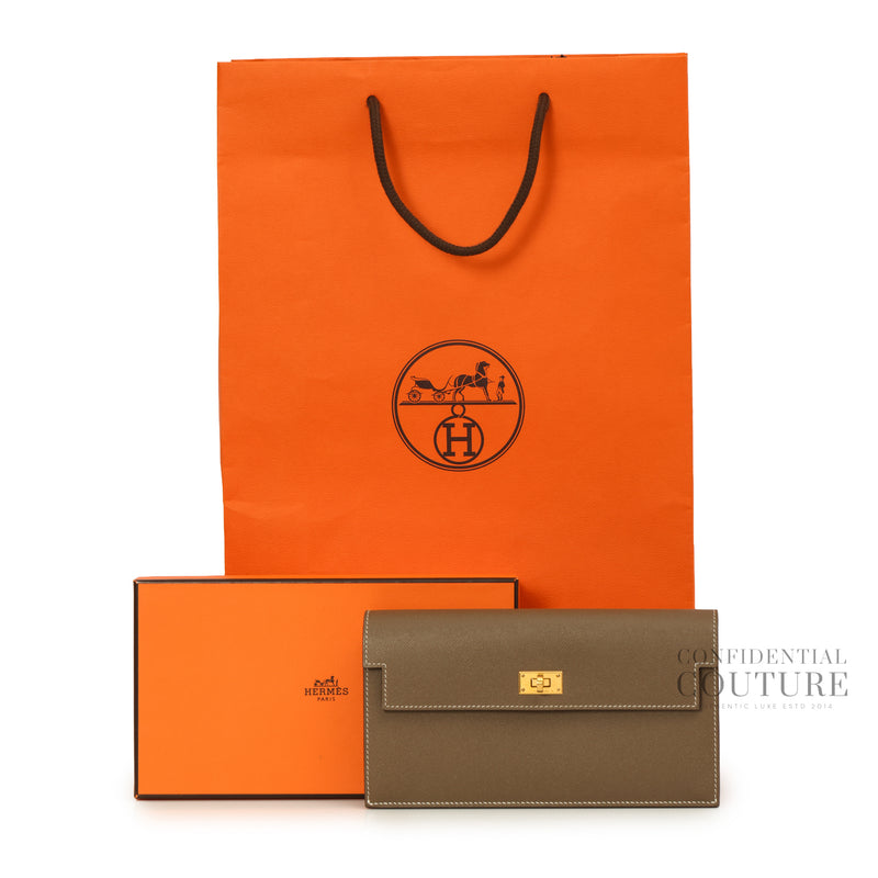 Kelly Pocket Long Wallet in Etoupe GHW | 2025