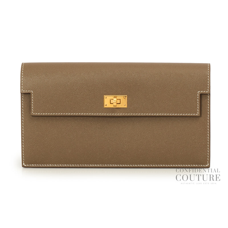Kelly Pocket Long Wallet in Etoupe GHW | 2025