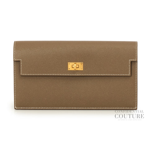 Kelly Pocket Long Wallet in Etoupe GHW | 2025