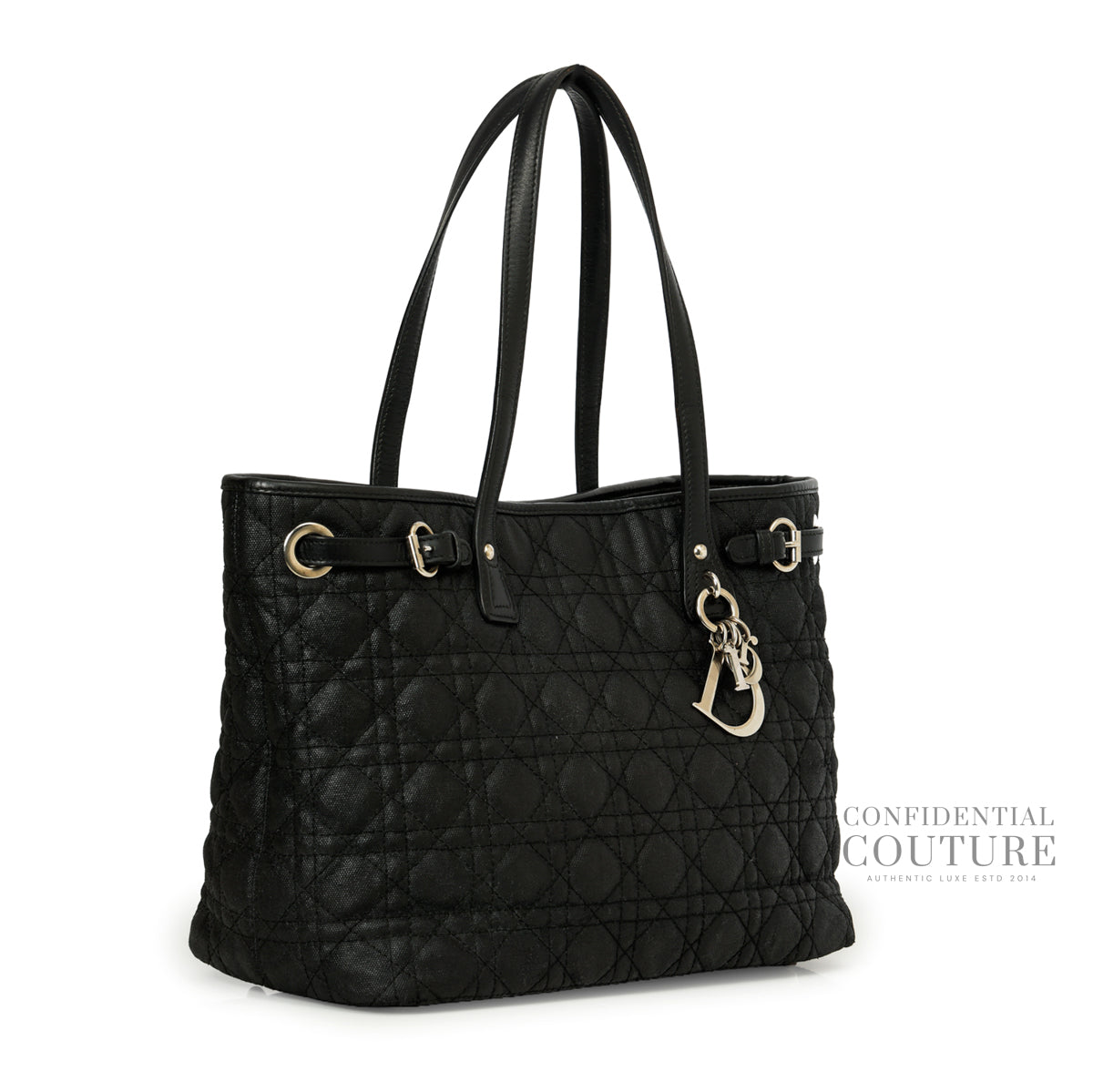 Dior Panarea Black Coated Canvas Tote Bag