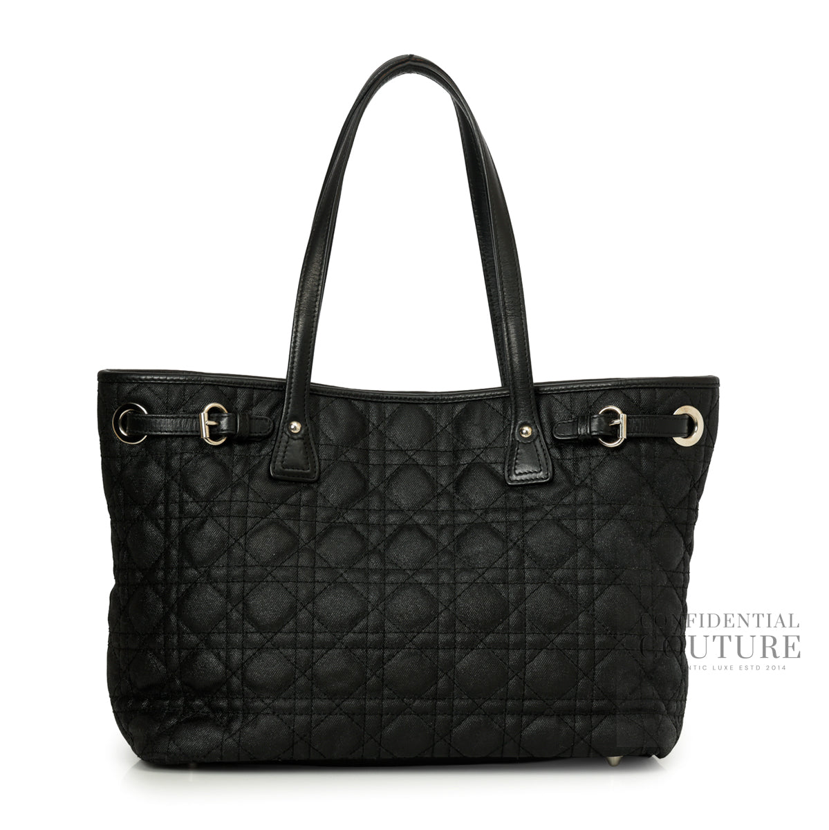 Dior Panarea Black Coated Canvas Tote Bag
