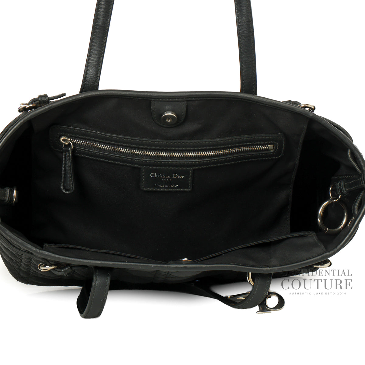 Dior Panarea Black Coated Canvas Tote Bag