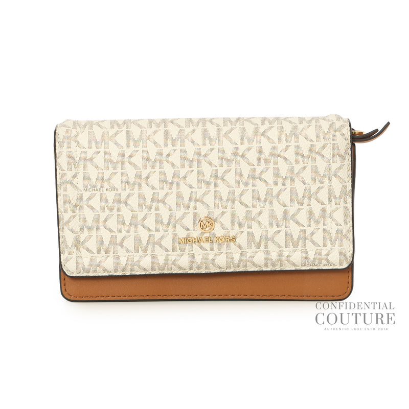 White/Tan Logo Print Small Sling Bag with Detachable Strap