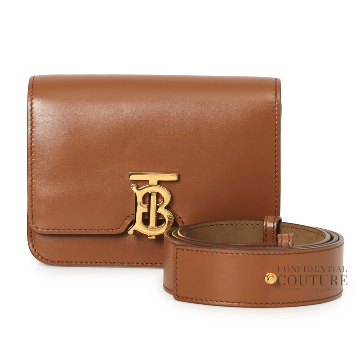 Malt Brown Leather TB Monogram Belt Bag