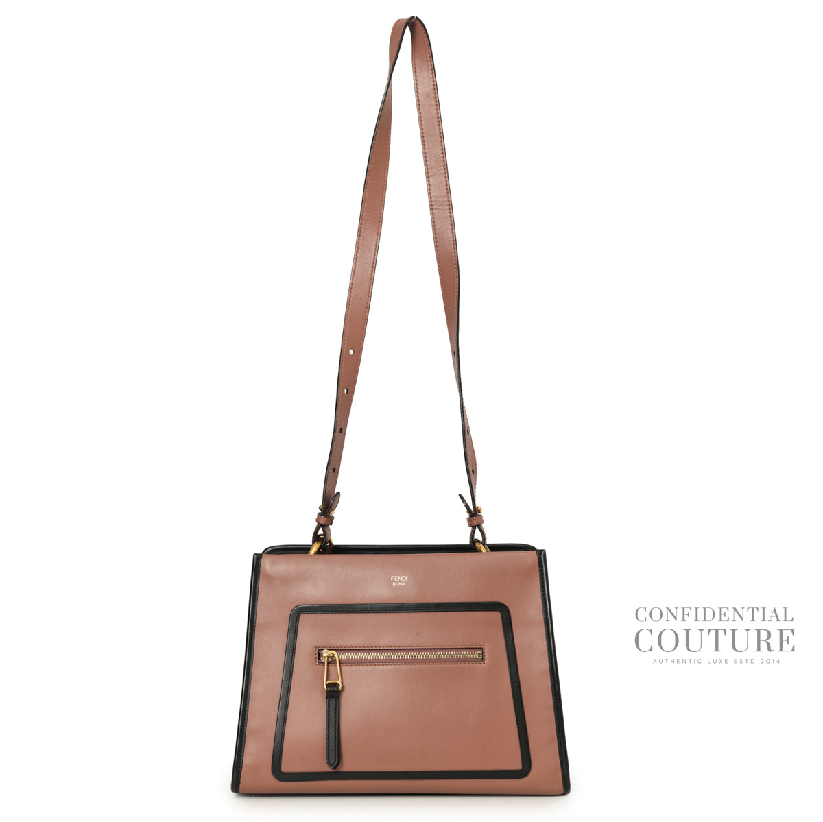 Dusty Pink/Black Calfskin Leather Runaway Small Bag