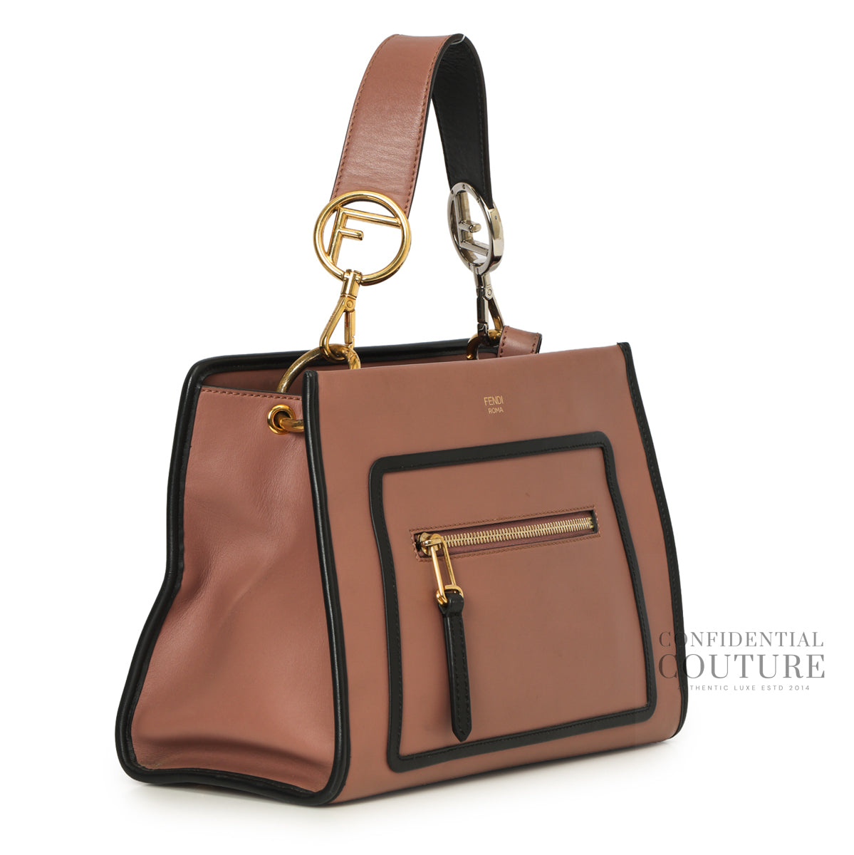 Dusty Pink/Black Calfskin Leather Runaway Small Bag