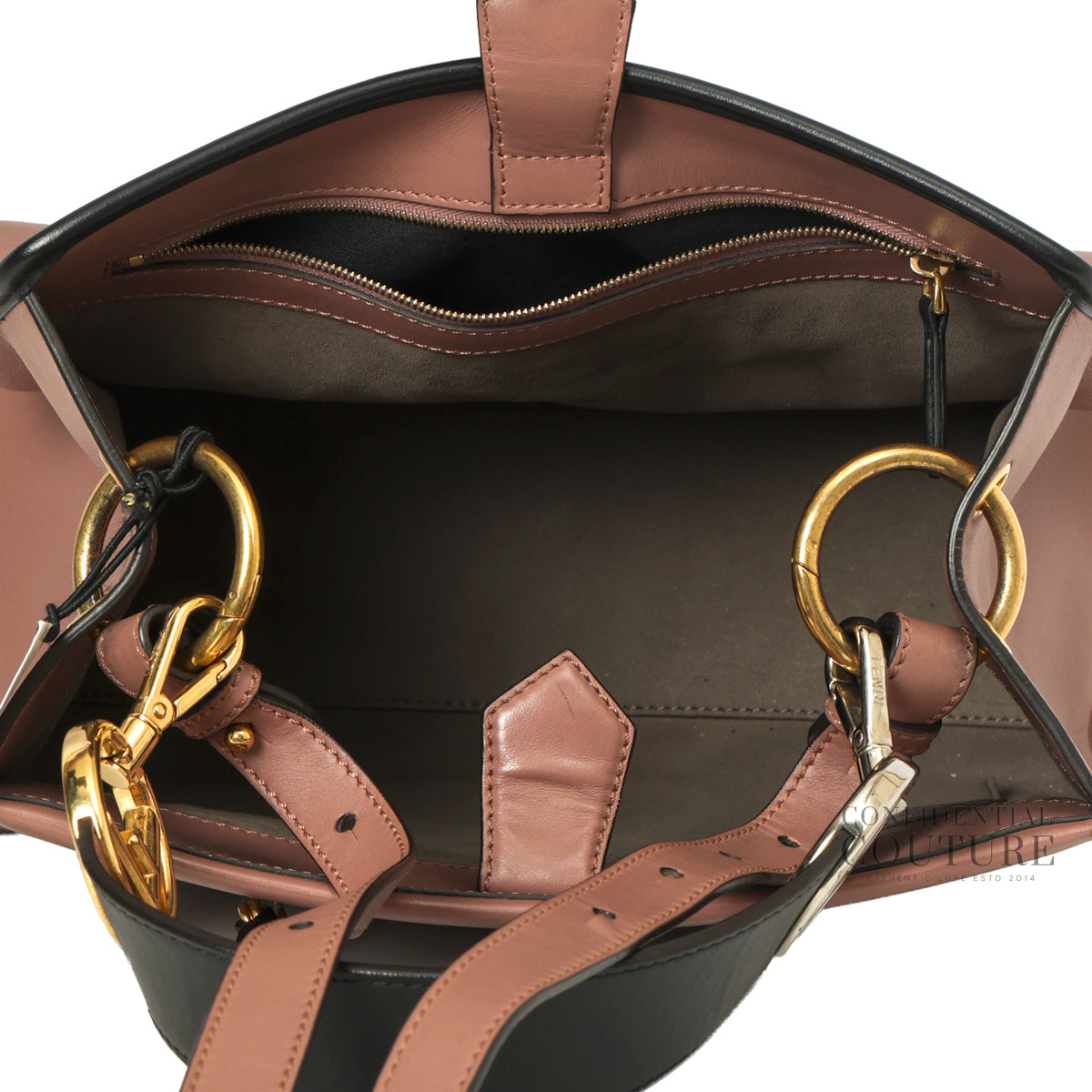 Dusty Pink/Black Calfskin Leather Runaway Small Bag