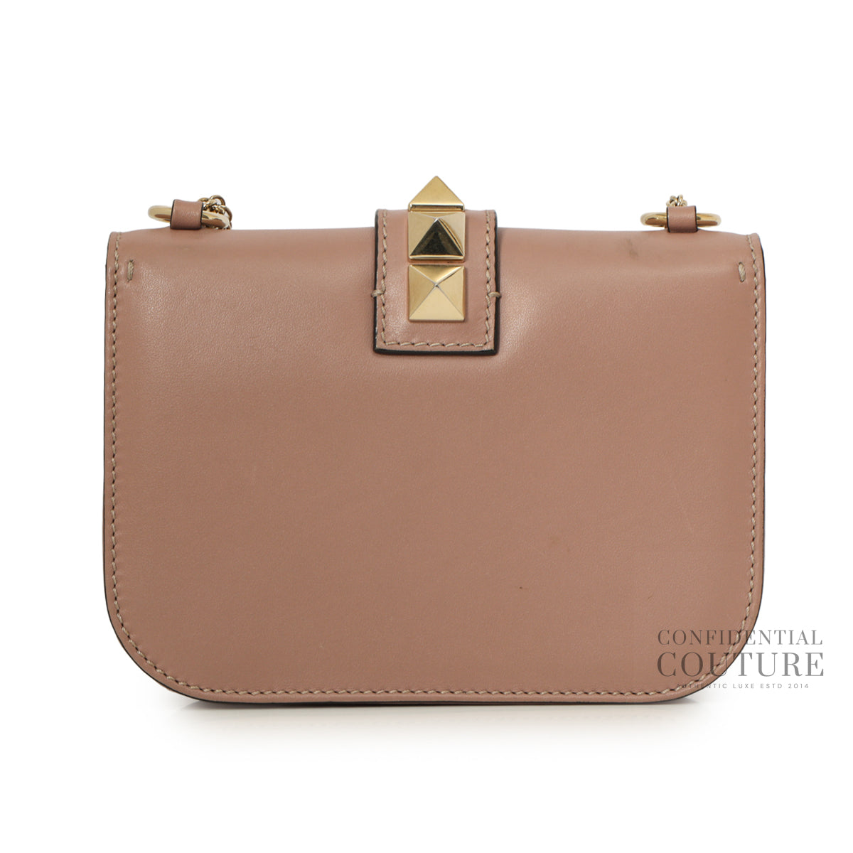 Small Glam Lock Rockstud Powder Pink Flap Bag