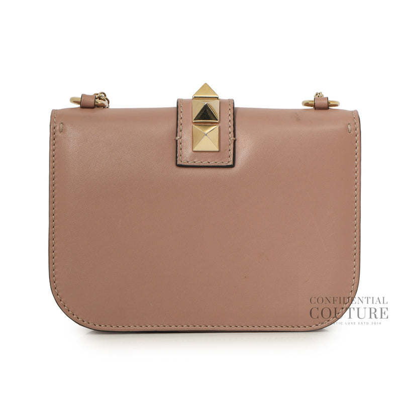 Small Glam Lock Rockstud Powder Pink Flap Bag
