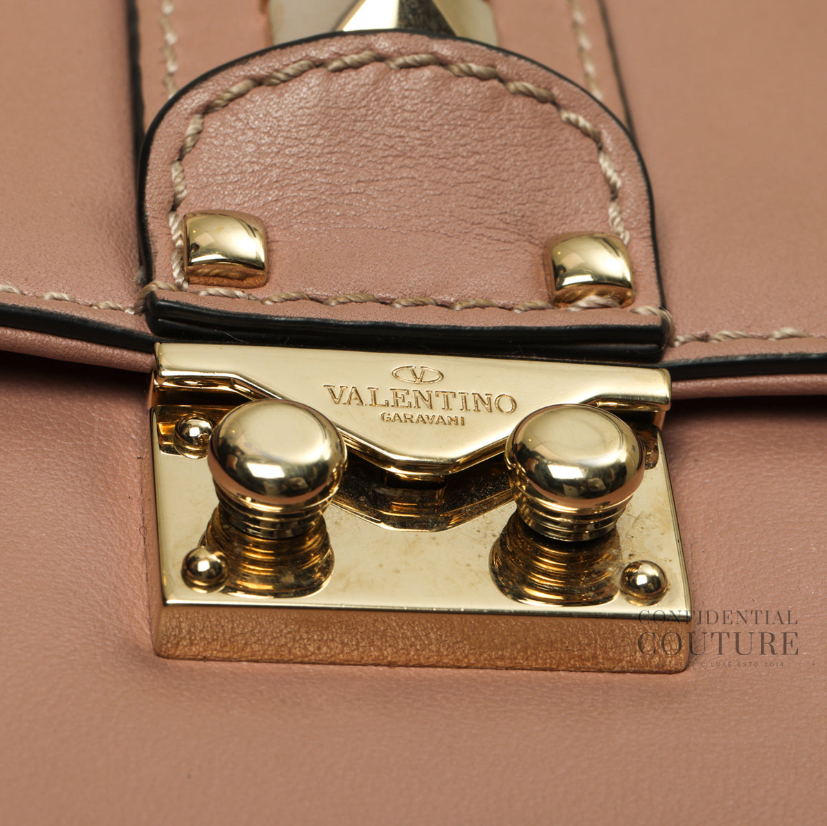 Small Glam Lock Rockstud Powder Pink Flap Bag