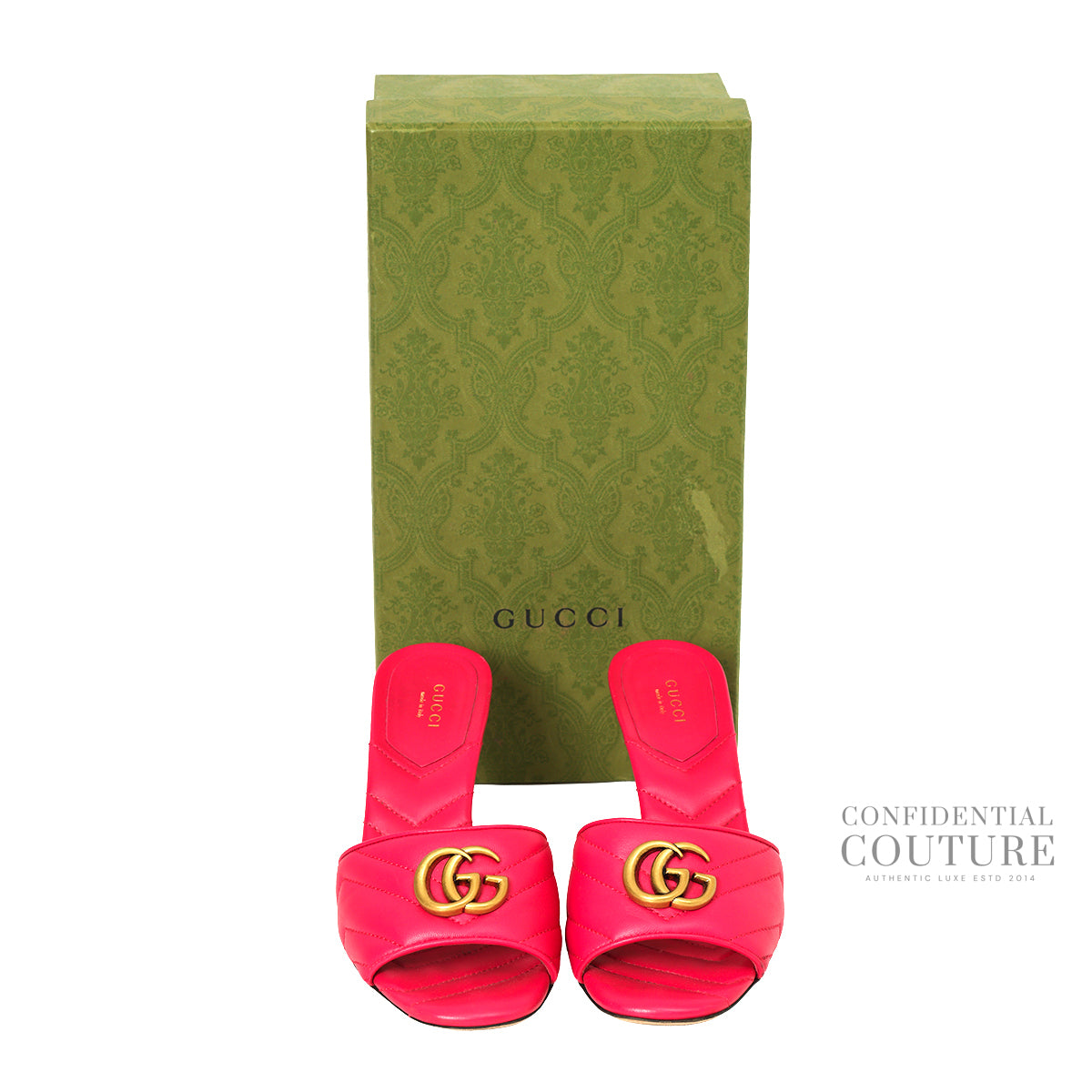 Marmont GG Nappa Matelassé Pink slide Sandals EU 38.5
