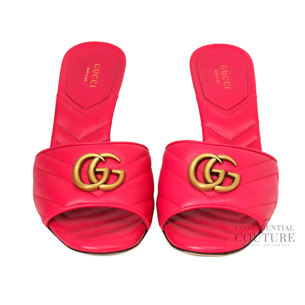 Marmont GG Nappa Matelassé Pink slide Sandals EU 38.5