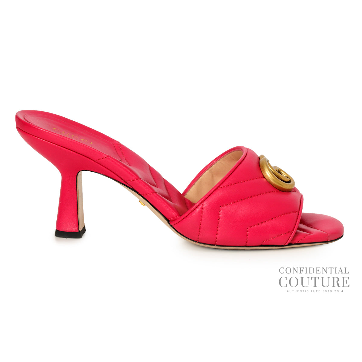 Marmont GG Nappa Matelassé Pink slide Sandals EU 38.5