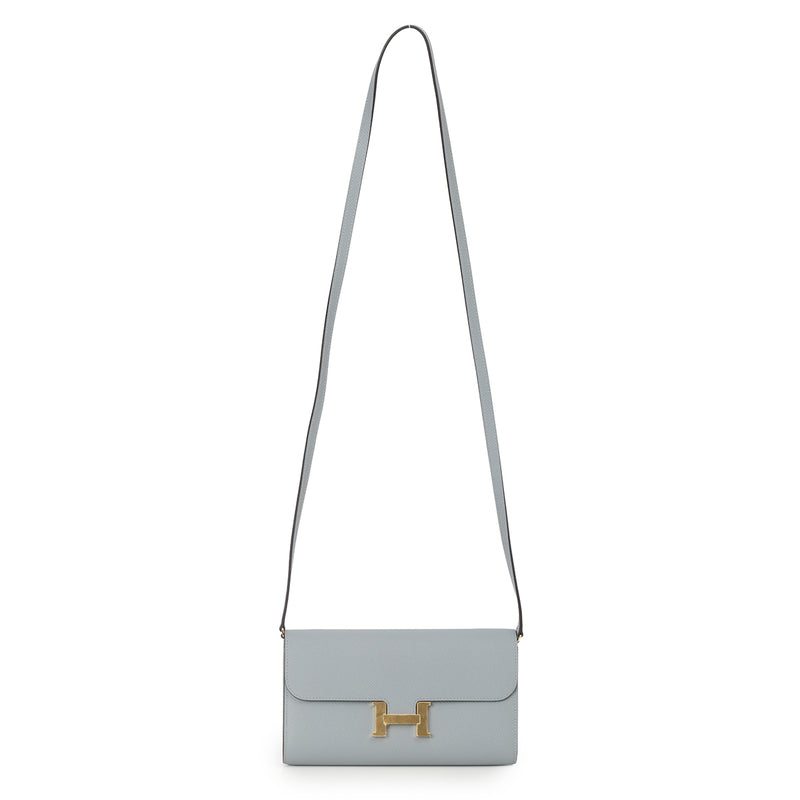 Veau Epsom Gris Pantin Constance To Go Wallet With Gold Hardware
