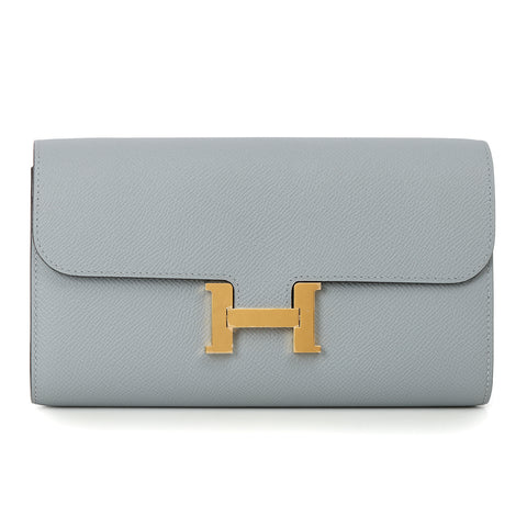 Veau Epsom Gris Pantin Constance To Go Wallet With Gold Hardware