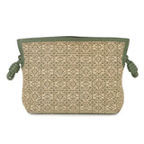 Flamenco Light Green Mini Leather Trimmed Canvas Jacquard Clutch