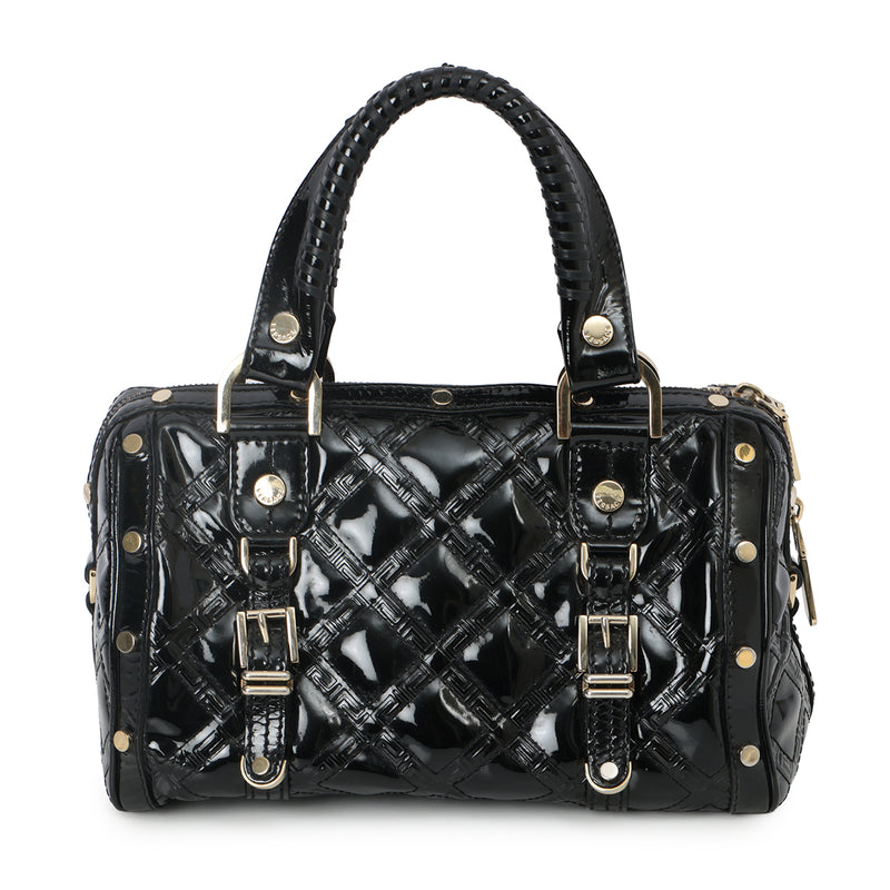 Women's versace snap out of it patent leather handle bag price