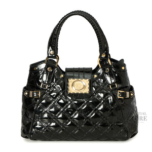 "Snap Out Of It" Black Patent Leather Handle Bag