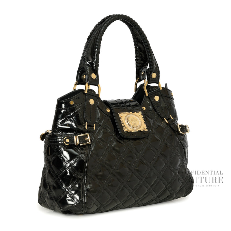 "Snap Out Of It" Black Patent Leather Handle Bag