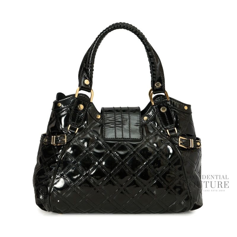 "Snap Out Of It" Black Patent Leather Handle Bag