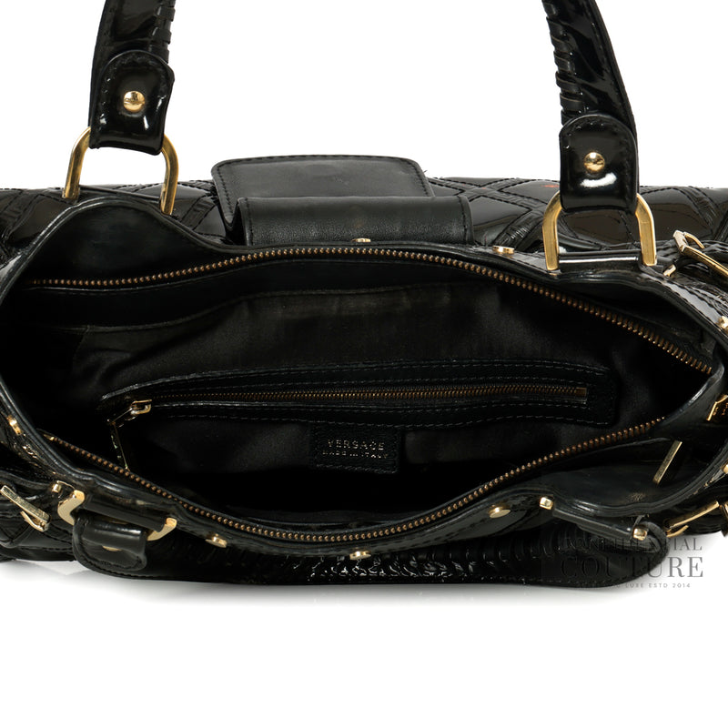 "Snap Out Of It" Black Patent Leather Handle Bag