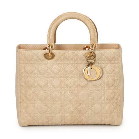 Beige Python Large Lady Dior Bag