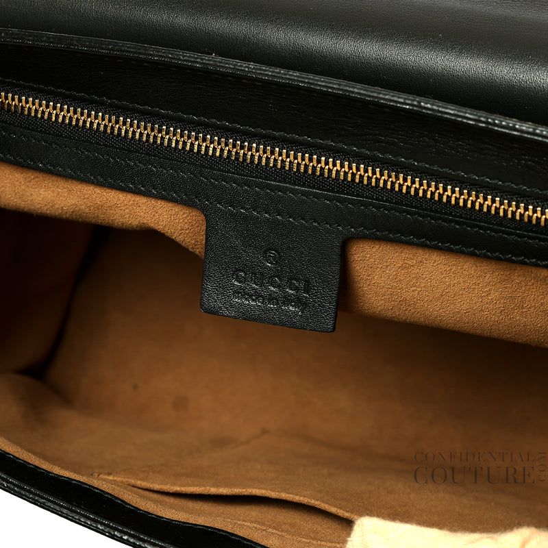 Black GG Supreme Coated Canvas Padlock Medium Shoulder Bag