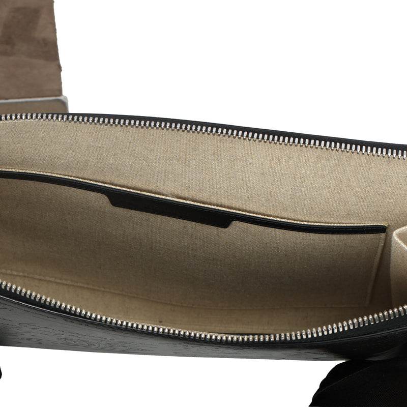 Women's Berluti Nino Tgm Scritto NERO GRIGIO Leather Clutch