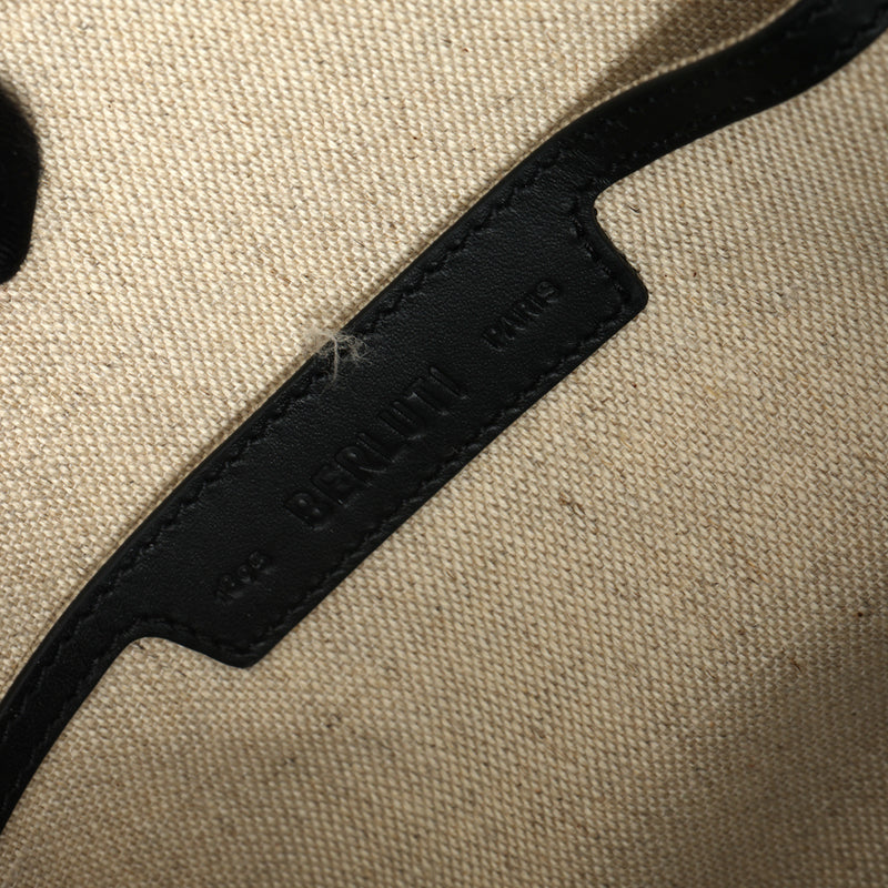 Pre-lovedBerluti Nino Tgm Scritto NERO GRIGIO Leather Clutch