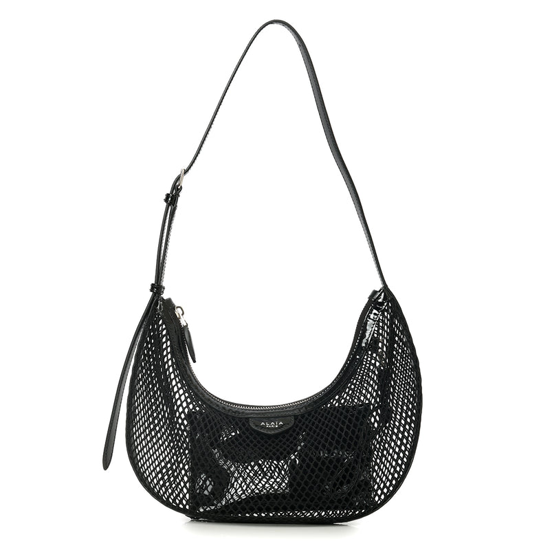Alaia Demi Lune Bag In Fishnet Black Shoulder Bag