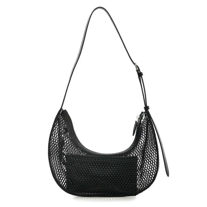 Alaia demi lune bag in fishnet black shoulder bag price