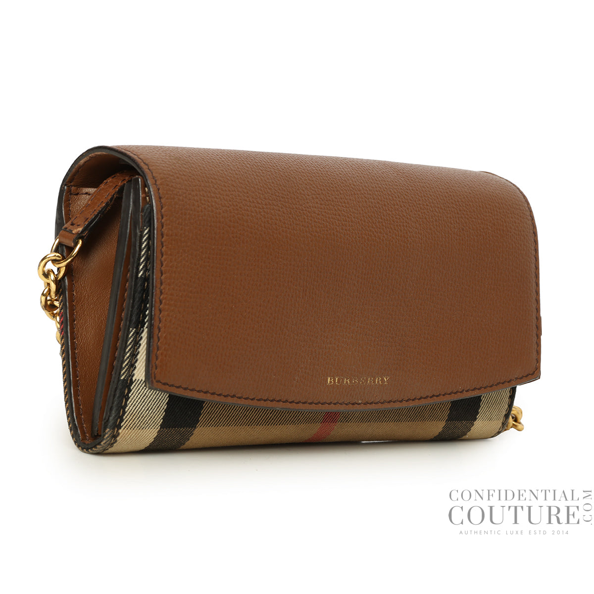 House Check Henley Leather Chain Wallet