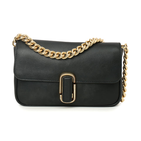 The J Marc Black Shoulder Bag with Detachable Strap- One Size