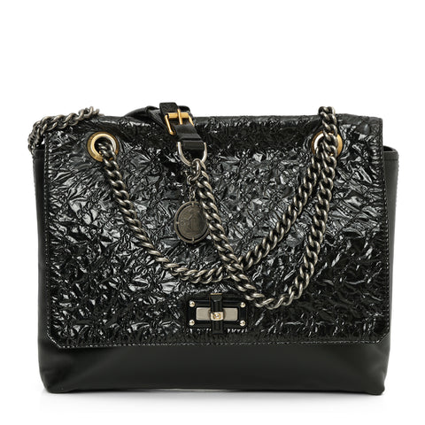 Black Half Patent Leather Shoulder Bag