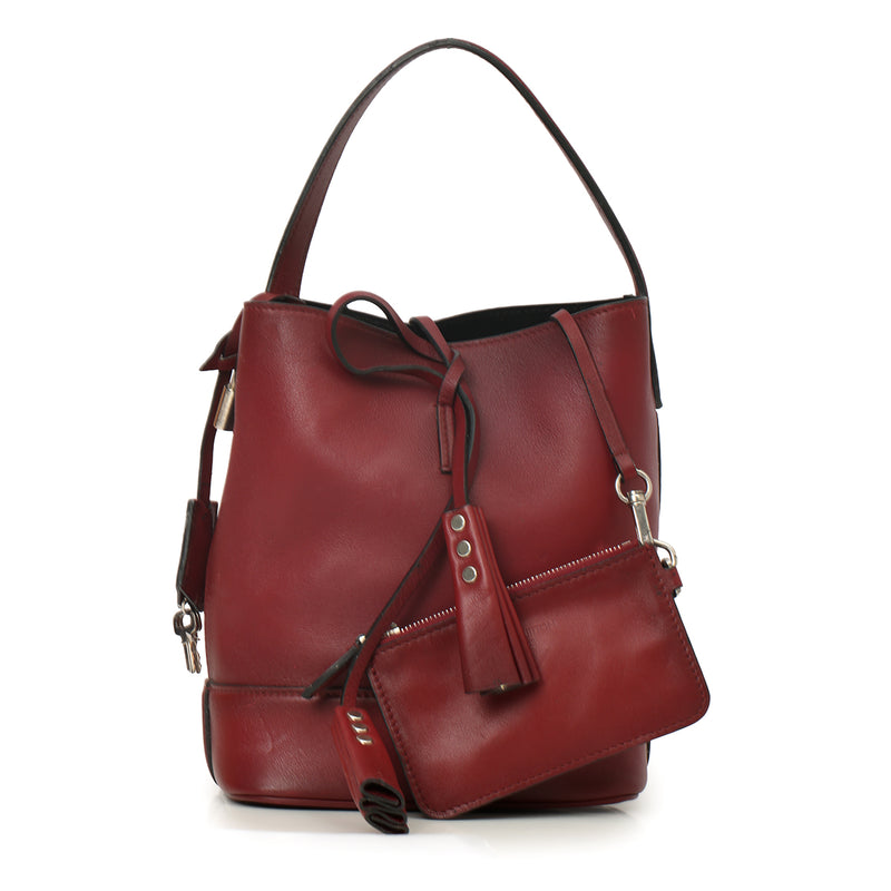 Louis Vuitton Cuir Nuance Maroon NN14 PM Bucket Bag