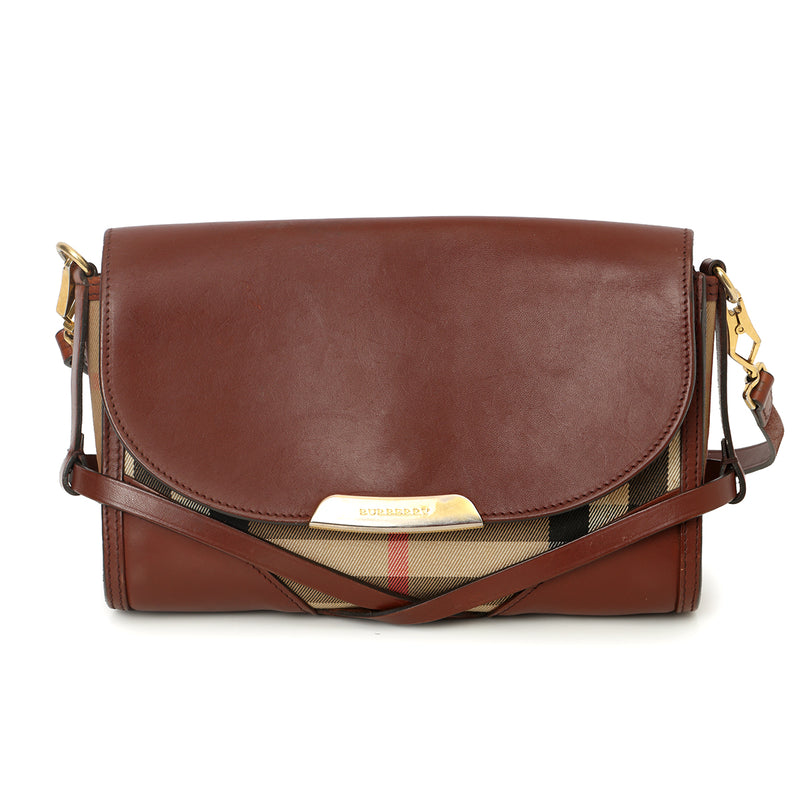 Burberry Brown Bridle Abbot Small Flap Messenger Bag