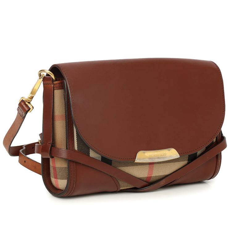 Pre-loved Burberry Brown Bridle Abbot Small Flap Messenger Bag