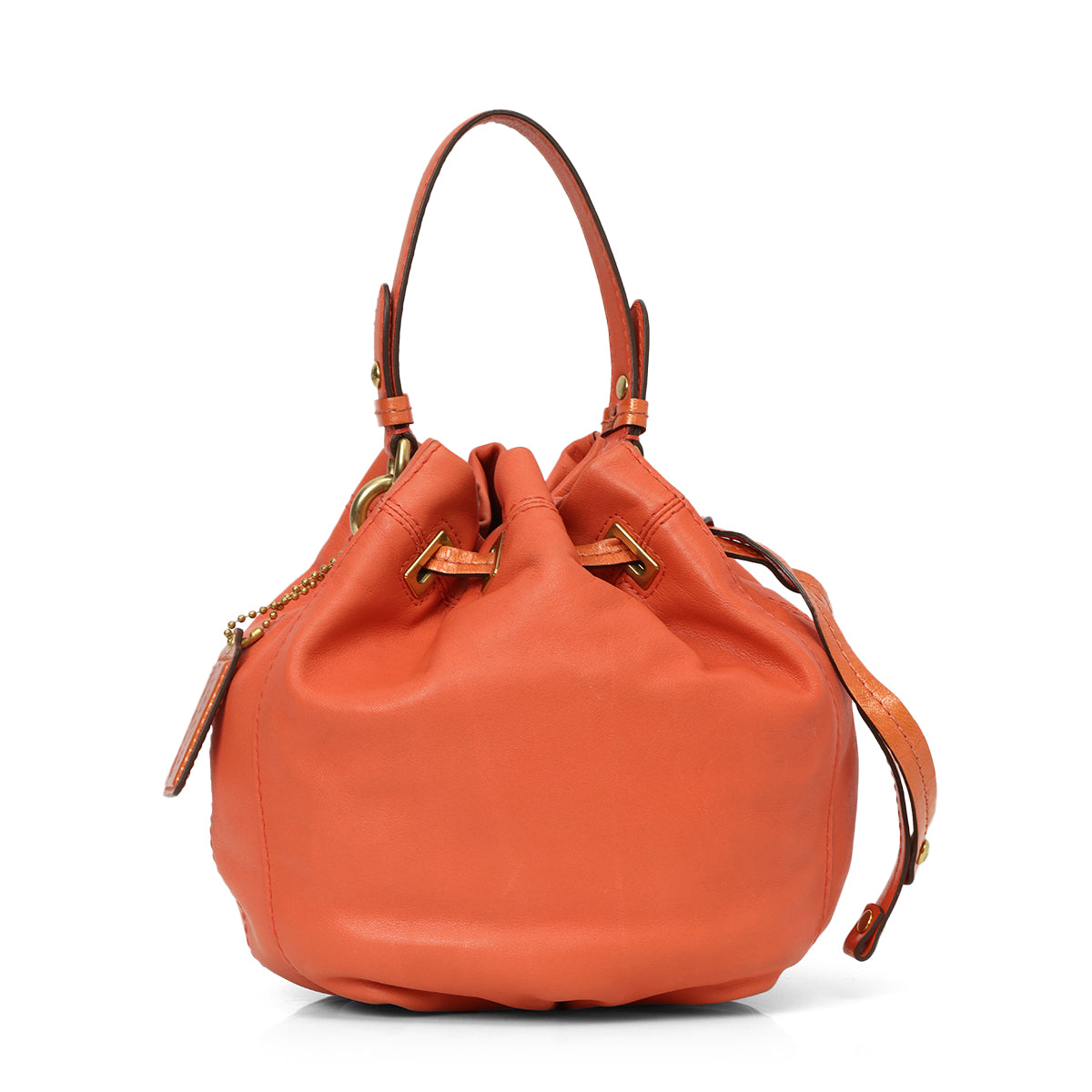 Burnt Orange  Leather Bucket Bag