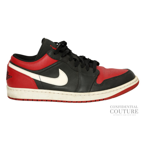 Air Jordan Red/Black 1 Low Alternate Bred Toe Sneakers UK 10 | EUR 45 | 29 cms