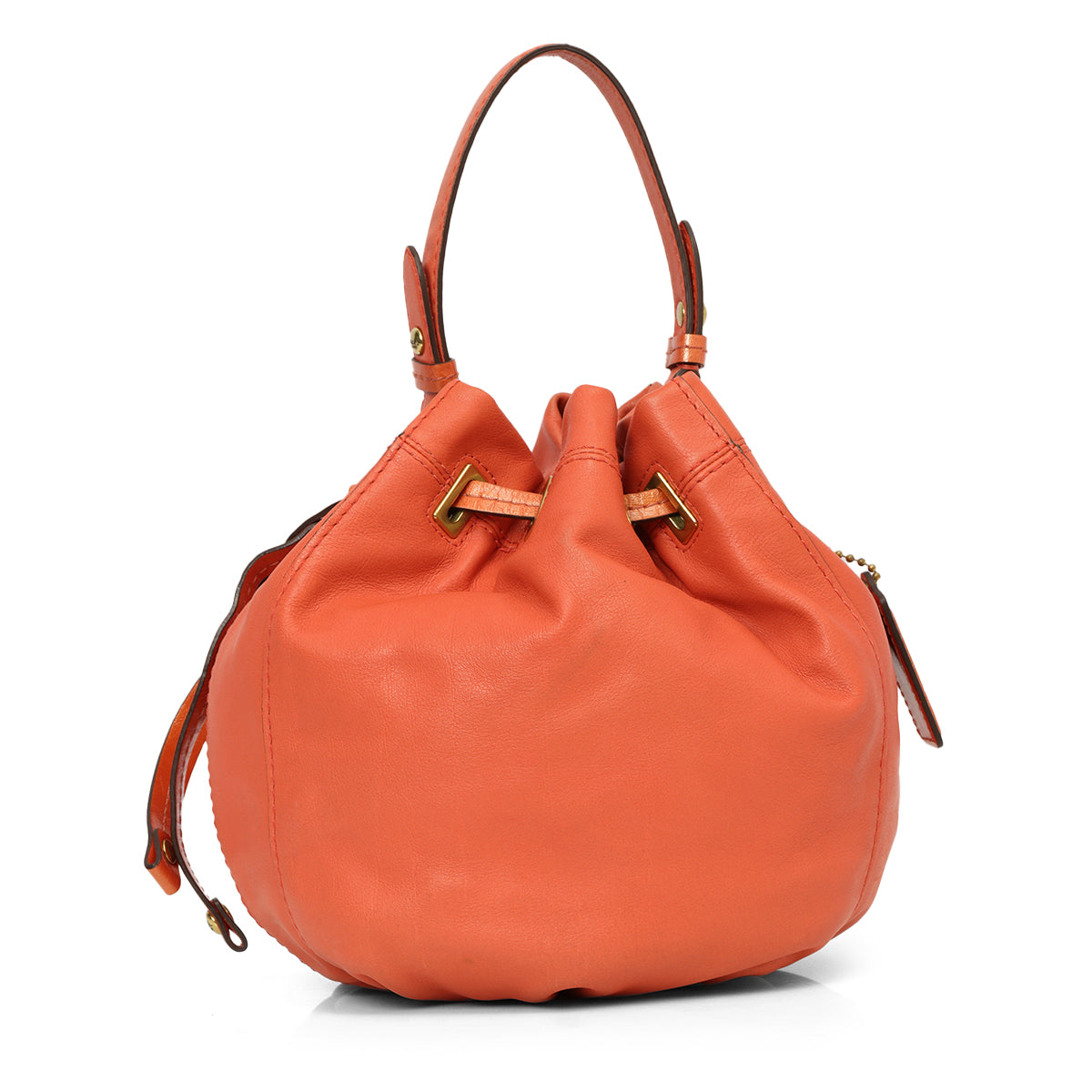 Burnt Orange  Leather Bucket Bag