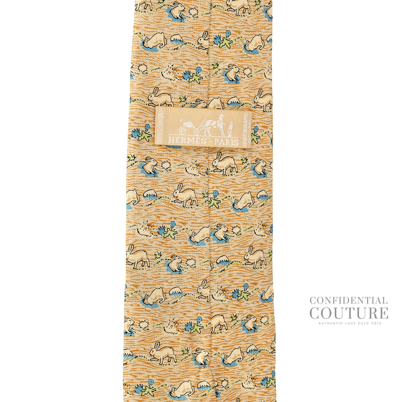 Pre-loved Men Hermes Beige/Blue Silk Neck Tie