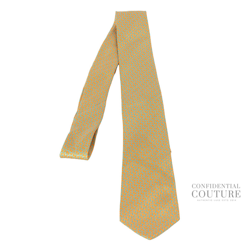 Pre-loved Hermes Mustard/Turquoise H Coccinelle 100% Silk Neck Tie