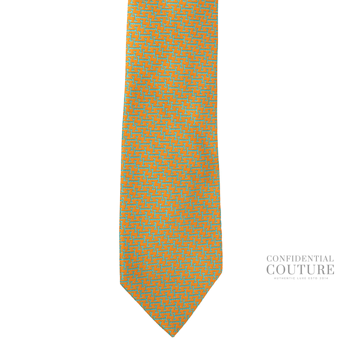 Mustard/Turquoise H Coccinelle 100% Silk Neck Tie