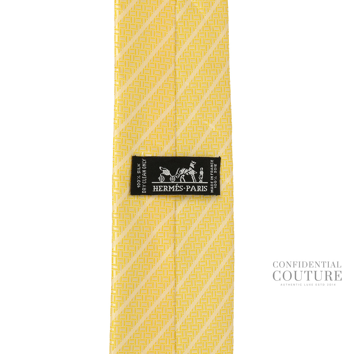Yellow Diagonal Stripe Woven 100% Silk Neck Tie
