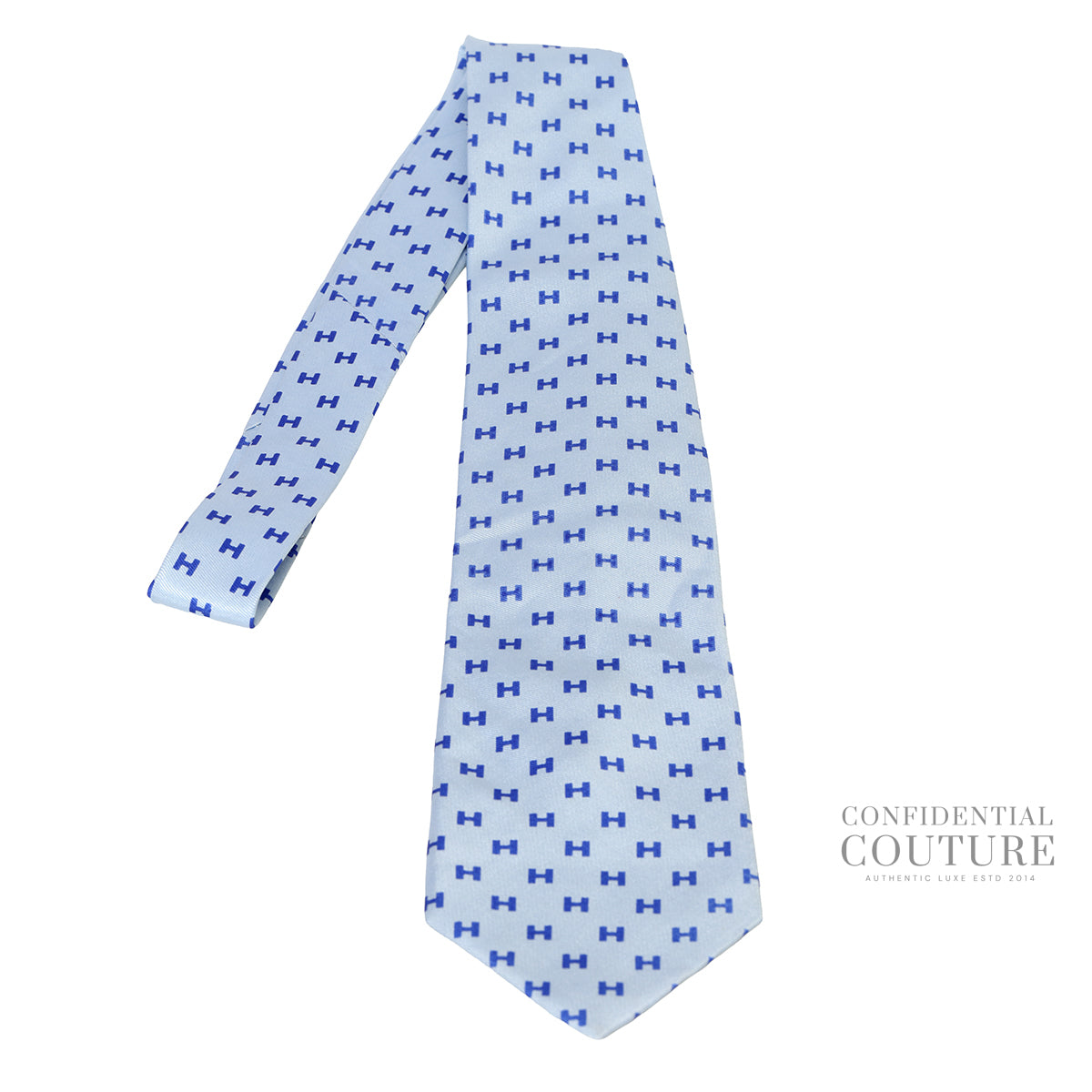 Blue Bicolor Faconnee H 100% Silk Tie