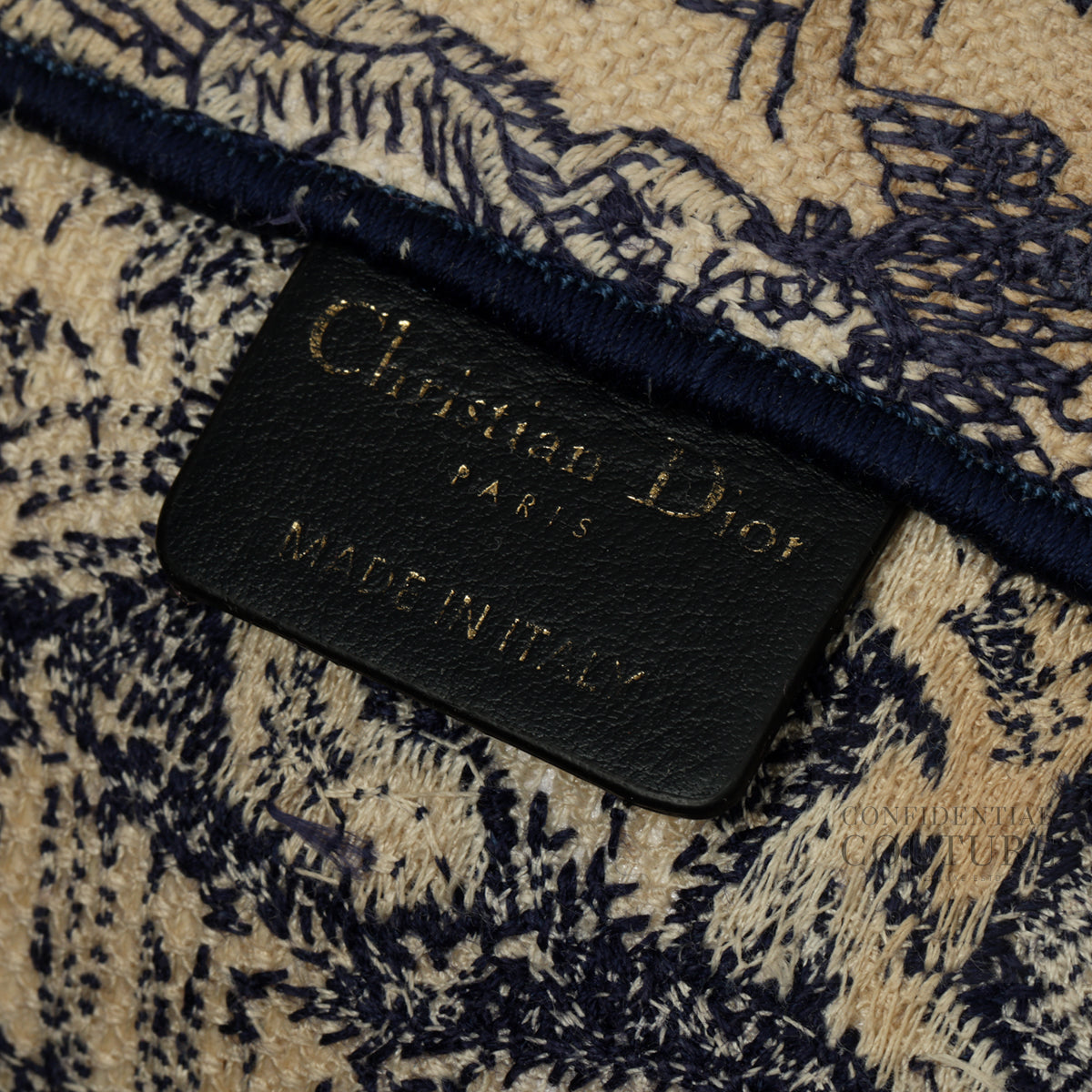 Medium Blue and Ecru Toile de Jouy Reverse Embroidery Book Tote