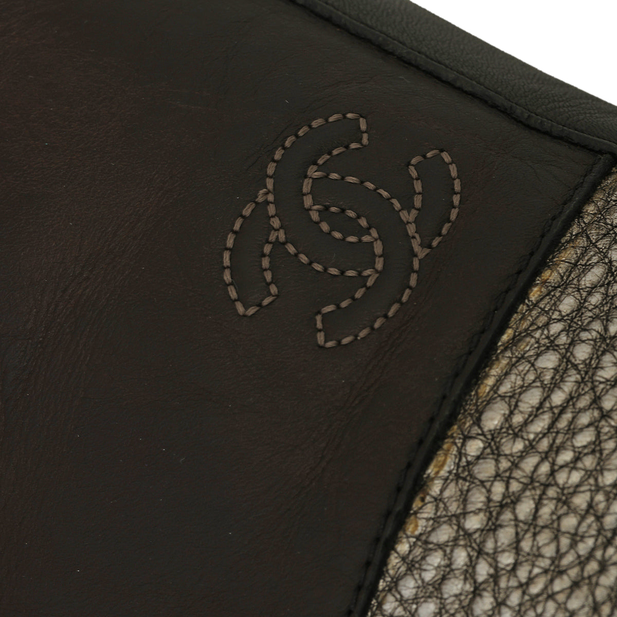 Black / Silver Metallic CC Logo Embossed Flat Tall Leather Riding Boots Size: 36